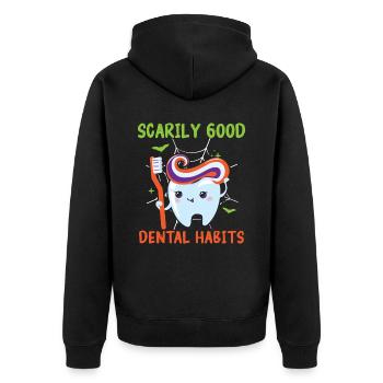 Des habitudes de soins dentaires effrayantes. - Veste à capuche bio Premium Unisexe - noir - Dos - Nico (187cm)