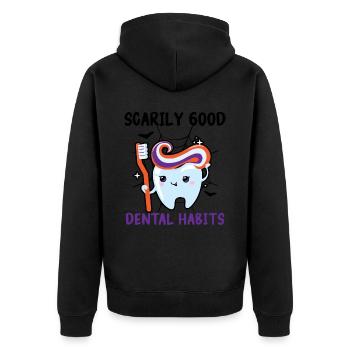 Frighteningly good dental habits. - Unisex Premium Organic Zip Hoodie - black - Back - Nico (187cm)