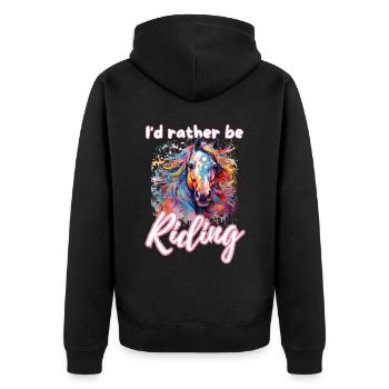 Ich würde lieber reiten reiten Mädchen Splash Art - Unisex Premium Bio Zip Hoodie - Schwarz - Hinten - Nico (187cm)