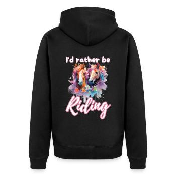 Ich würde lieber reiten reiten Mädchen Splash Art - Unisex Premium Bio Zip Hoodie - Schwarz - Hinten - Nico (187cm)