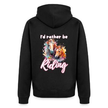 Ich würde lieber reiten reiten Mädchen Splash Art - Unisex Premium Bio Zip Hoodie - Schwarz - Hinten - Nico (187cm)