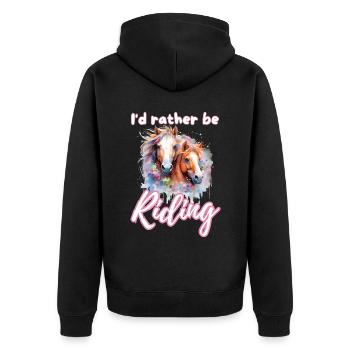 Ich würde lieber reiten reiten Mädchen Splash Art - Unisex Premium Bio Zip Hoodie - Schwarz - Hinten - Nico (187cm)