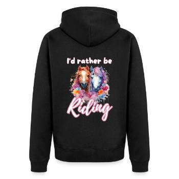 Ich würde lieber reiten reiten Mädchen Splash Art - Unisex Premium Bio Zip Hoodie - Schwarz - Hinten - Nico (187cm)