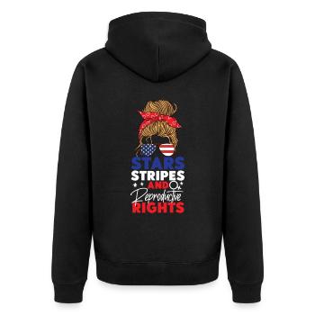 Étoiles féministes du drapeau américain - Veste à capuche bio Premium Unisexe - noir - Dos - Nico (187cm)