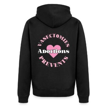 Feminist Vasectomies Prevents - Unisex Premium Organic Zip Hoodie - black - Back - Nico (187cm)