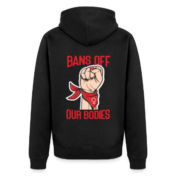 Les féministes bannissent nos corps - Veste à capuche bio Premium Unisexe - noir - Dos - Nico (187cm)