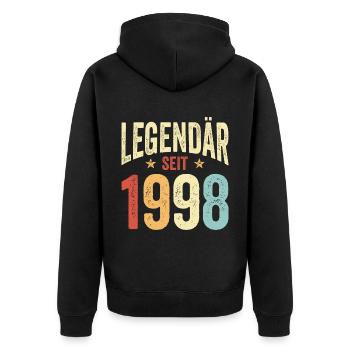 Legendär Seit 1998 Lustiger Geburtstags Spruch 199 - Unisex Premium Bio Zip Hoodie - Schwarz - Hinten - Nico (187cm)