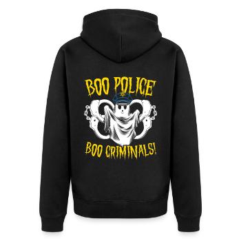Buh Polizei, buh Kriminelle! Polizist Halloween - Unisex Premium Bio Zip Hoodie - Schwarz - Hinten - Nico (187cm)