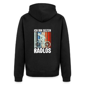 Selten Radlos Fahrrad MTB Radsport Mountainbike - Unisex Premium Organic Zip Hoodie - black - Back - Nico (187cm)