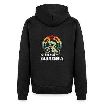 Selten Radlos Fahrrad MTB Radsport Mountainbike - Unisex Premium Organic Zip Hoodie - black - Back - Nico (187cm)