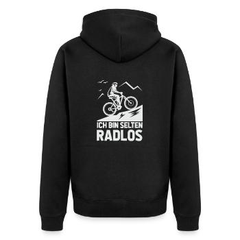 Selten Radlos Fahrrad MTB Radsport Mountainbike - Unisex Premium Organic Zip Hoodie - black - Back - Nico (187cm)