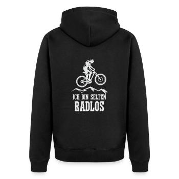 Selten Radlos Fahrrad MTB Radsport Mountainbike - Unisex Premium Organic Zip Hoodie - black - Back - Nico (187cm)