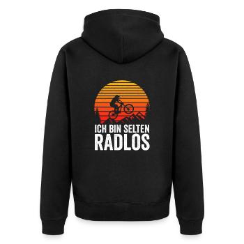 Selten Radlos Fahrrad MTB Radsport Mountainbike - Unisex Premium Organic Zip Hoodie - black - Back - Nico (187cm)
