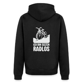Selten Radlos Fahrrad MTB Radsport Mountainbike - Unisex Premium Organic Zip Hoodie - black - Back - Nico (187cm)