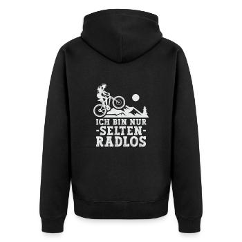 Selten Radlos Fahrrad MTB Radsport Mountainbike - Unisex Premium Organic Zip Hoodie - black - Back - Nico (187cm)
