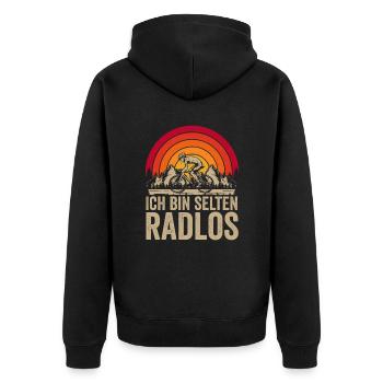 Selten Radlos Fahrrad MTB Radsport Mountainbike - Unisex Premium Organic Zip Hoodie - black - Back - Nico (187cm)