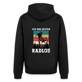 Selten Radlos Fahrrad MTB Radsport Mountainbike - Unisex Premium Organic Zip Hoodie - black - Back - Nico (187cm)