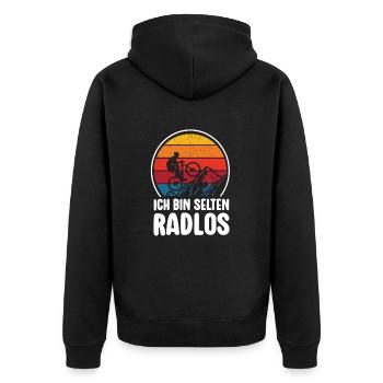 Selten Radlos Fahrrad MTB Radsport Mountainbike - Unisex Premium Organic Zip Hoodie - black - Back - Nico (187cm)