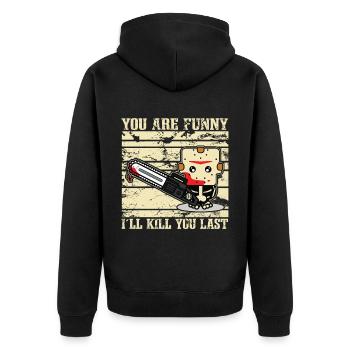Horror Clown Horrorfilm Filmfestival + Halloween - Unisex Premium Bio Zip Hoodie - Schwarz - Hinten - Nico (187cm)