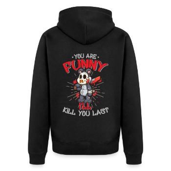 Horror Clown Horrorfilm Filmfestival + Halloween - Unisex Premium Bio Zip Hoodie - Schwarz - Hinten - Nico (187cm)