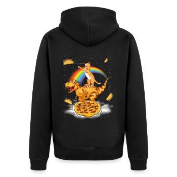 Chat de science-fiction, T-Rex Dinosaur Pizza Dino - Veste à capuche bio Premium Unisexe - noir - Dos - Nico (187cm)