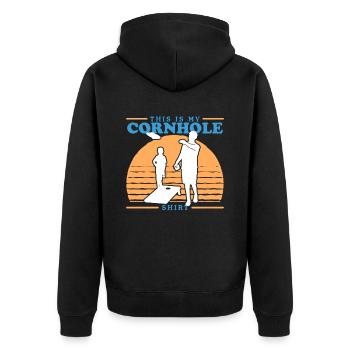 Joueur de cornhole | Blind Hole Bean Bag Cadeau - Veste à capuche bio Premium Unisexe - noir - Dos - Nico (187cm)