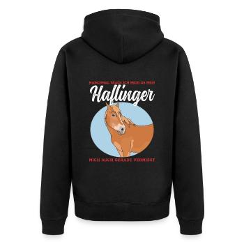 Haflinger Pferde | Haffi Pferdebesitzer Geschenk - Unisex Premium Bio Zip Hoodie - Schwarz - Hinten - Nico (187cm)