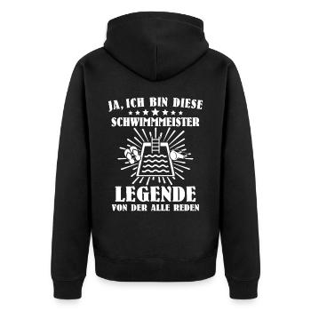 Schwimmmeister Bademeister - Unisex Premium Bio Zip Hoodie - Schwarz - Hinten - Nico (187cm)