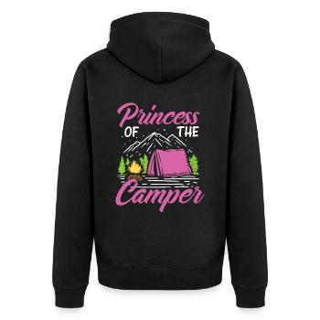 Prizessin Camping Camper - Unisex Premium Organic Zip Hoodie - black - Back - Nico (187cm)