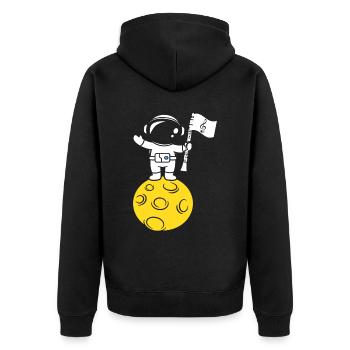 Klarinette Astronaut Mond Kinder Geschenk - Unisex Premium Bio Zip Hoodie - Schwarz - Hinten - Nico (187cm)