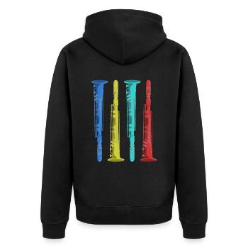 Klarinetten - Unisex Premium Bio Zip Hoodie - Schwarz - Hinten - Nico (187cm)