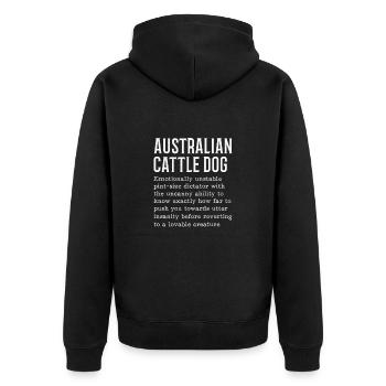 Australian Cattle Dog - Unisex Premium Bio Zip Hoodie - Schwarz - Hinten - Nico (187cm)