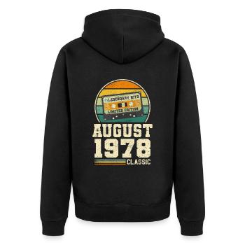45th Birthday August Vintage 1978 Vintage - Unisex Premium Organic Zip Hoodie - black - Back - Nico (187cm)