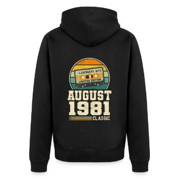 42ème Anniversaire Août Millésime 1981 - Veste à capuche bio Premium Unisexe - noir - Dos - Nico (187cm)