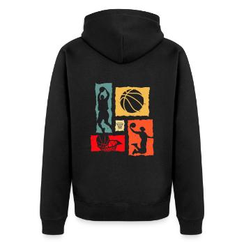 Retro Basketball Player - Unisex Premium Bio Zip Hoodie - Schwarz - Hinten - Nico (187cm)