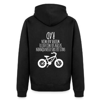 Mountainbike Radfahren Radfahrer - Unisex Premium Bio Zip Hoodie - Schwarz - Hinten - Nico (187cm)