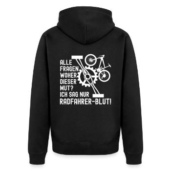 Radfahren Radfahrer Fahrrad - Unisex Premium Bio Zip Hoodie - Schwarz - Hinten - Nico (187cm)