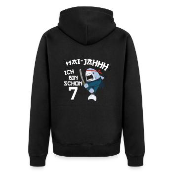 7. Geburtstag Ninja 7 Jahre Ninja Hai Kostüm - Unisex Premium Bio Zip Hoodie - Schwarz - Hinten - Nico (187cm)