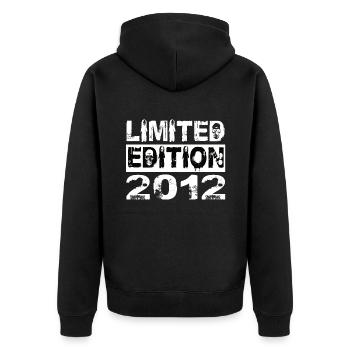 Limited Edition 2012 Geburtstag 2012 Geburtstag - Unisex Premium Bio Zip Hoodie - Schwarz - Hinten - Nico (187cm)