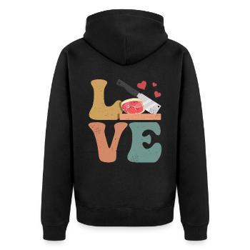 Couperet à viande de boucher - Veste à capuche bio Premium Unisexe - noir - Dos - Nico (187cm)