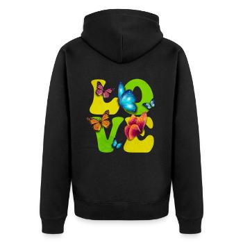 Schmetterling Monarch Insekt - Unisex Premium Bio Zip Hoodie - Schwarz - Hinten - Nico (187cm)