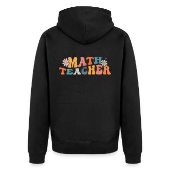 Groovy Math Teacher Mathematik Mathematikerin - Unisex Premium Bio Zip Hoodie - Schwarz - Hinten - Nico (187cm)