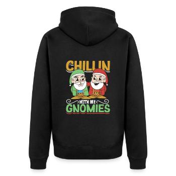 Chillen mit meinen Gnomies - Gartenzwerg - Unisex Premium Bio Zip Hoodie - Schwarz - Hinten - Nico (187cm)