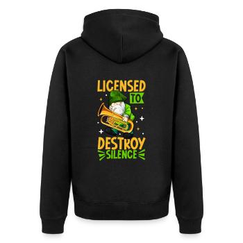 Lizenz zum Krach machen - Euphonium - Unisex Premium Bio Zip Hoodie - Schwarz - Hinten - Nico (187cm)
