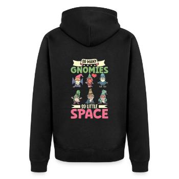 So viele Gartenzwerge und so wenig Platz - Unisex Premium Bio Zip Hoodie - Schwarz - Hinten - Nico (187cm)
