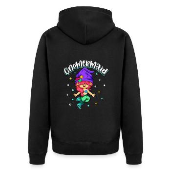 Gnome Mermaid - Garden Gnome - Unisex Premium Organic Zip Hoodie - black - Back - Nico (187cm)