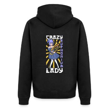 Crazy Euphonium Lady - Euphonium - Unisex Premium Organic Zip Hoodie - black - Back - Nico (187cm)