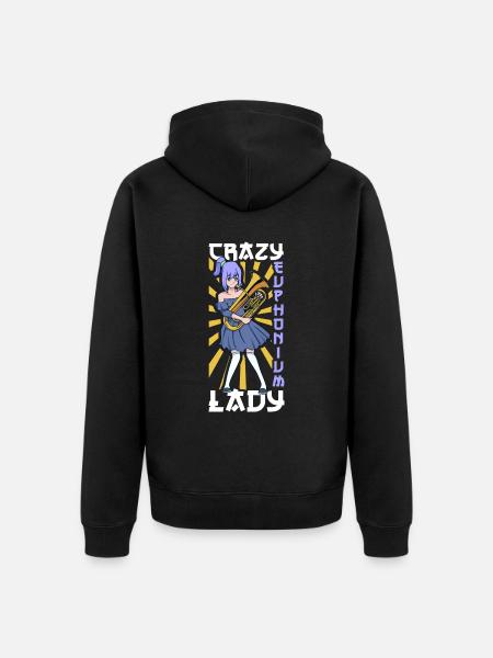Crazy Euphonium Lady - Euphonium - Unisex Premium Organic Zip Hoodie - black