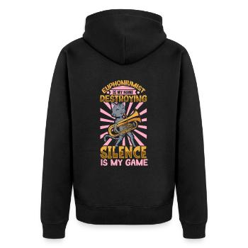 Je détruis le silence - Euphonium - Veste à capuche bio Premium Unisexe - noir - Dos - Nico (187cm)