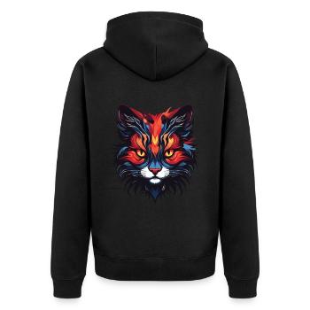 Katze Portrait - Unisex Premium Bio Zip Hoodie - Schwarz - Hinten - Nico (187cm)